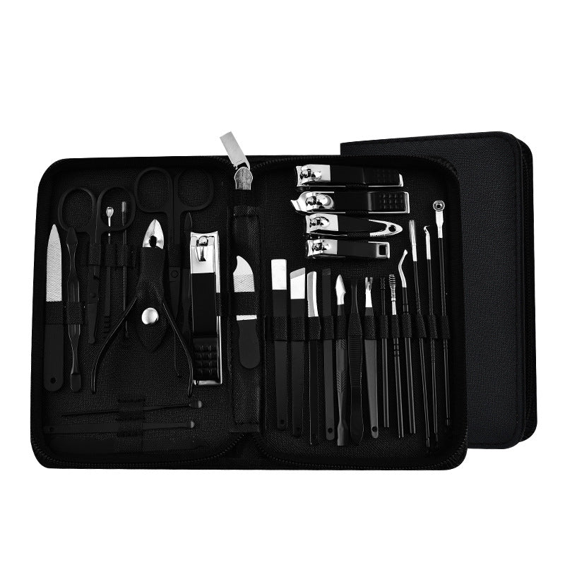 30-Piece Professional Manicure &amp; Pedicure Set,Stainless Steel Grooming Kit(black)