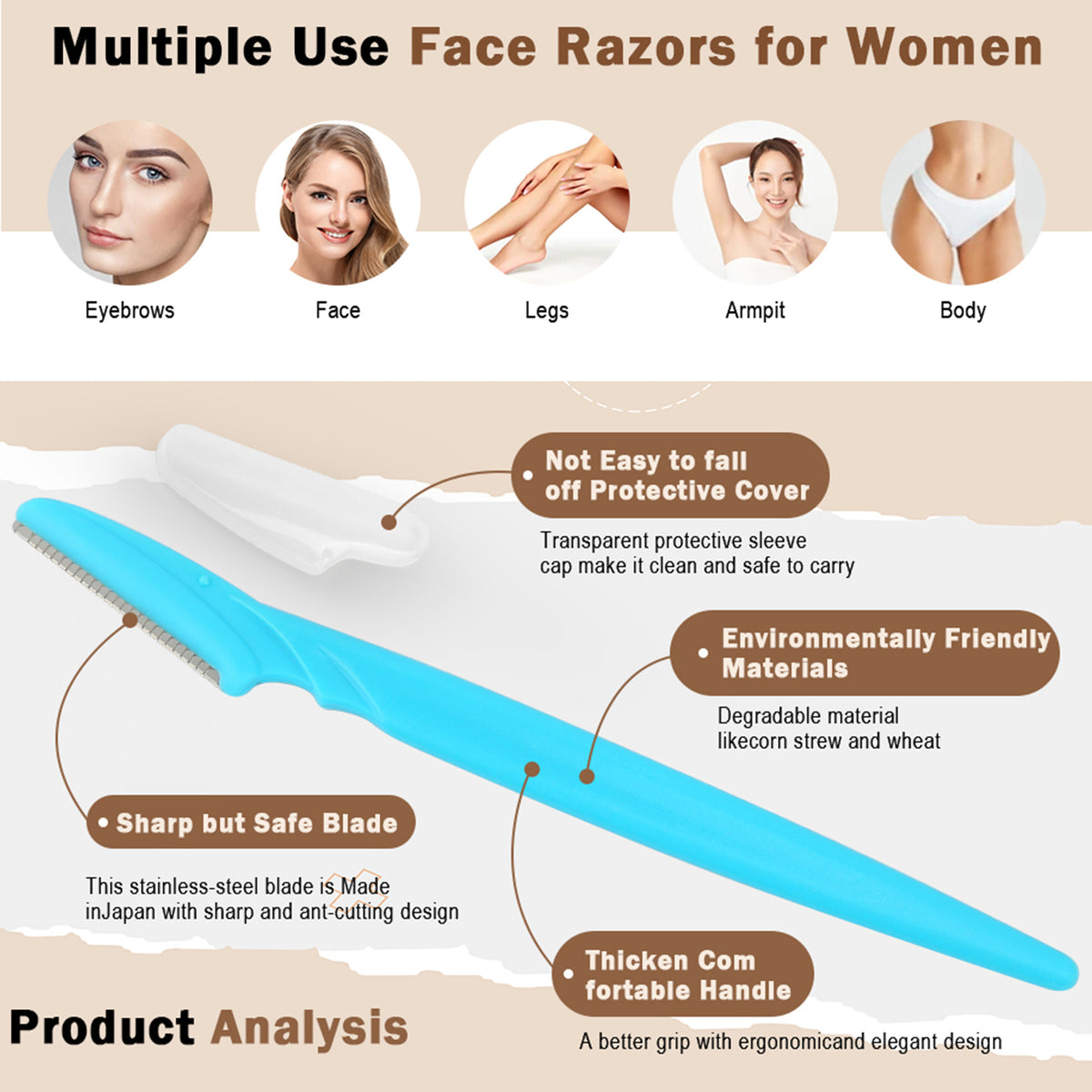 40-Piece Eyebrow Razor & Dermaplaning Tool Set(Black)