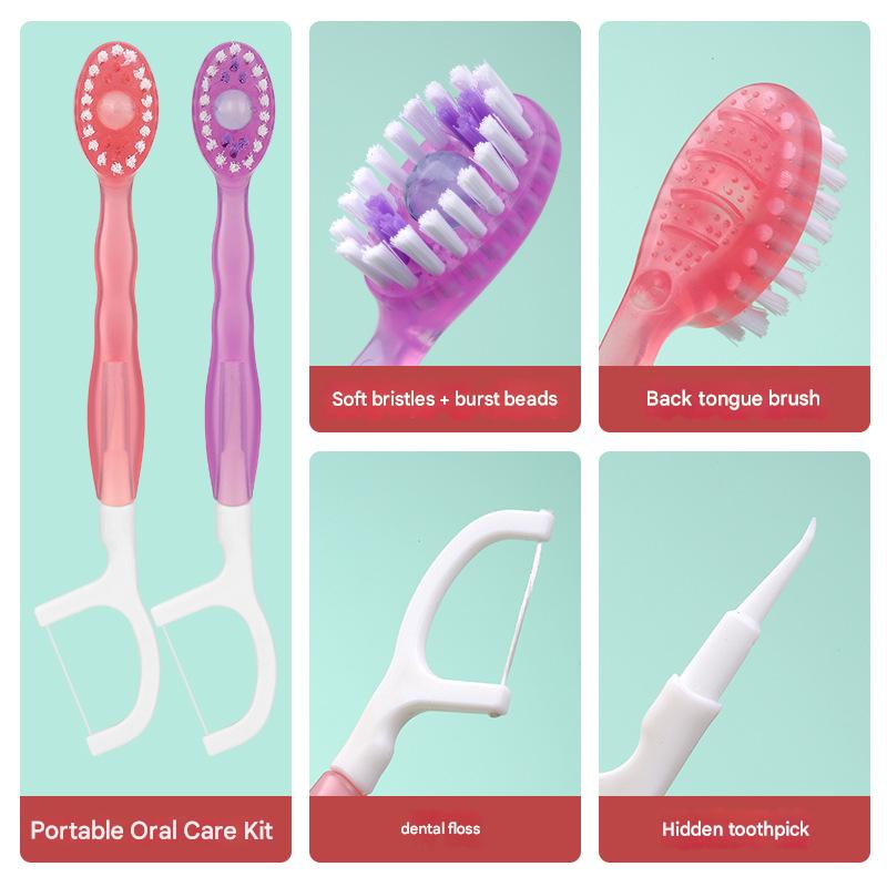 4-in-1 Disposable Travel Toothbrush with Flavor Burst Bead(Mixed flavors)