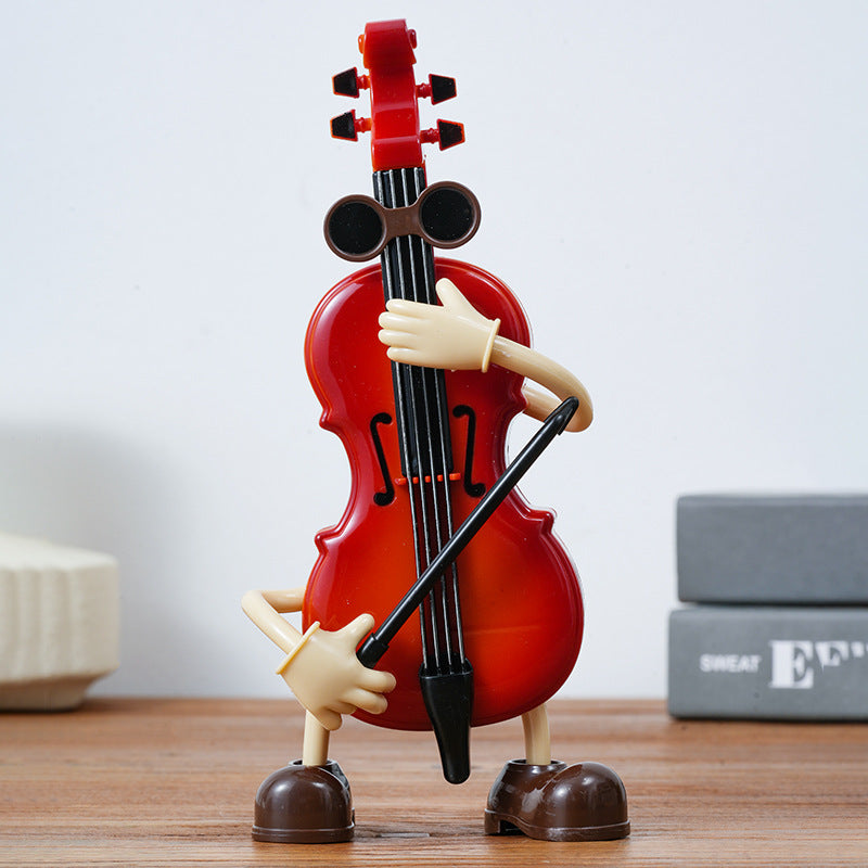 Dancing Musical Instrument Figurines - Wind-Up Guitar &amp; Cello Toys with Moving Parts(Violin)