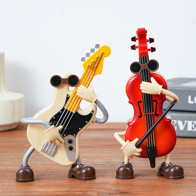 Dancing Musical Instrument Figurines - Wind-Up Guitar & Cello Toys with Moving Parts(Violin)