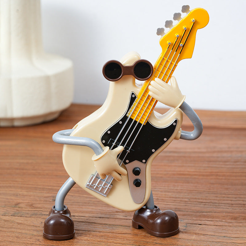 Dancing Musical Instrument Figurines - Wind-Up Guitar &amp; Cello Toys with Moving Parts(Guitar)