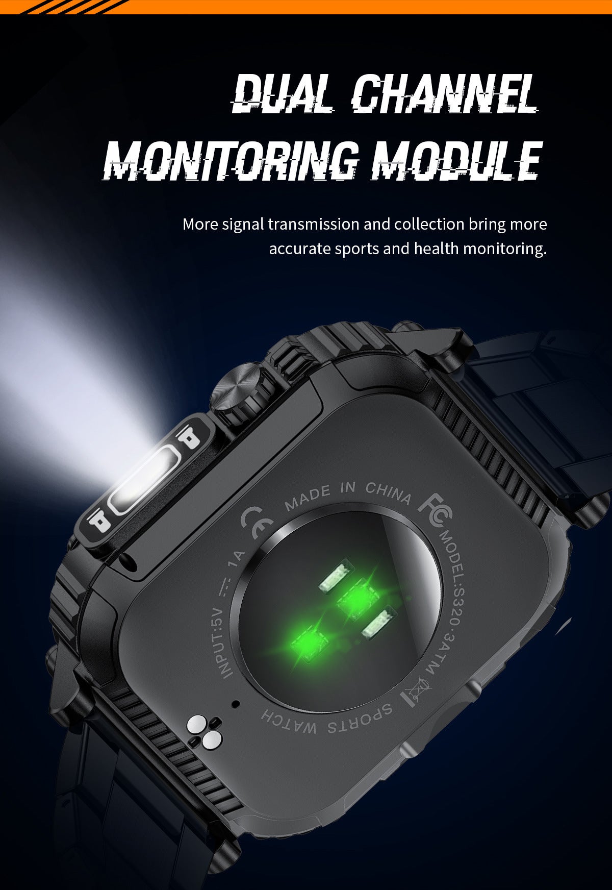 Smartwatch with Flashlight, Compass & Wireless Calling - Health & Fitness Tracker(Black case with black steel + black silicone)