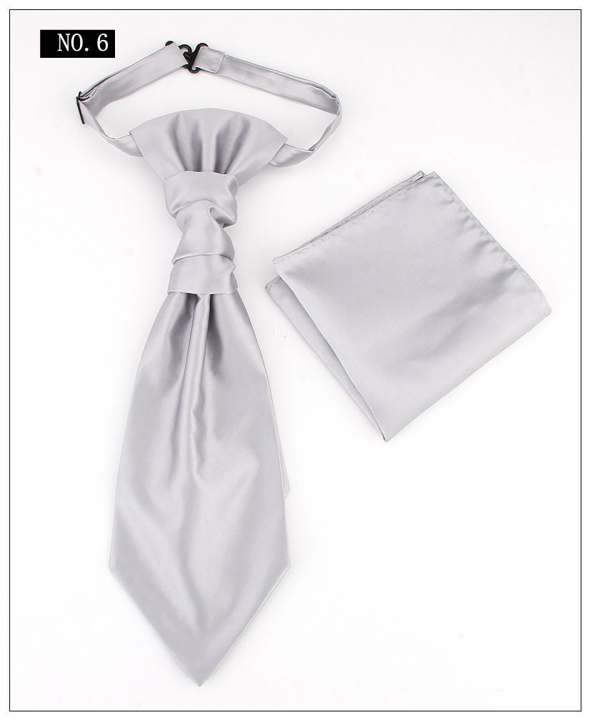 Men's Formal Paisley Ascot Cravat & Pocket Square Set - Adjustable Necktie for Weddings(Light Gray )