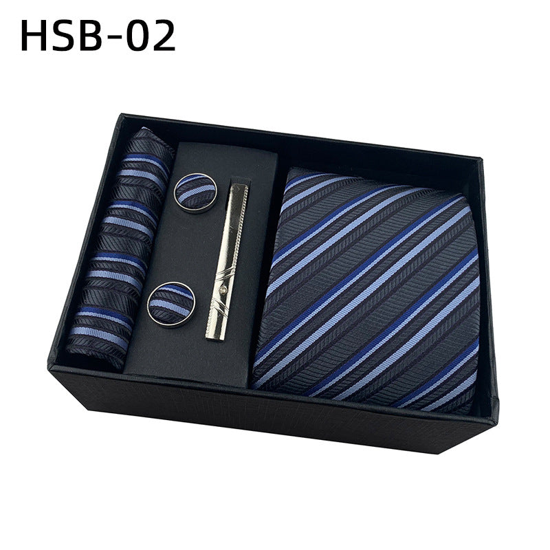 Men's Luxury Necktie Gift Set - 4 Piece Set with Tie, Pocket Square, Cufflinks &amp; Tie Clip(Charcoal gray)