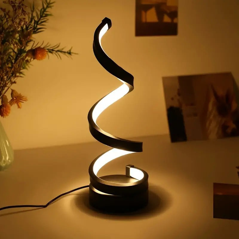 Modern Spiral LED Table Lamp - Dimmable, 3 Light Modes(black)
