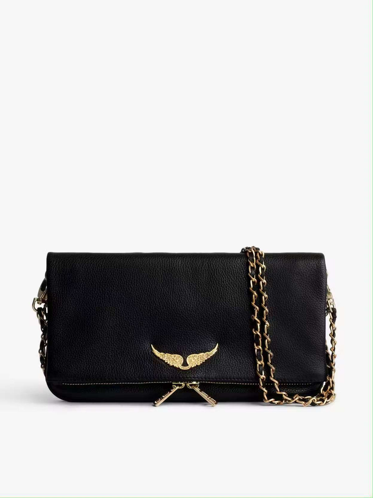 Chic Quilted Leather Crossbody Bag with Chain Strap &amp; Tassel Detail(Golden black without tassels)
