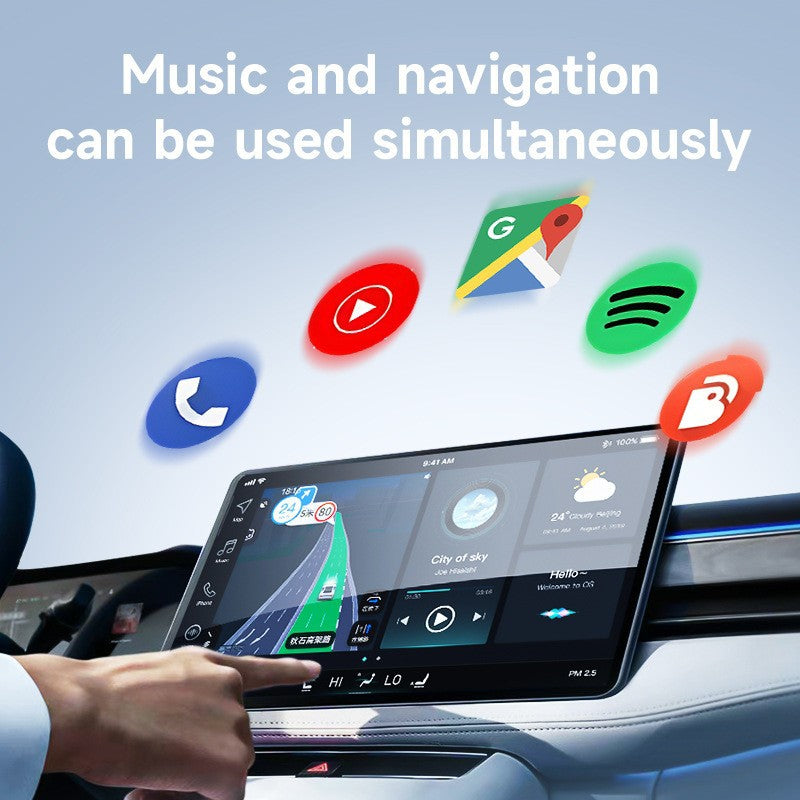 2-in-1 Wireless CarPlay & Android Auto Adapter - Plug & Play Dongle for Cars(Applicable to iPhone-White)