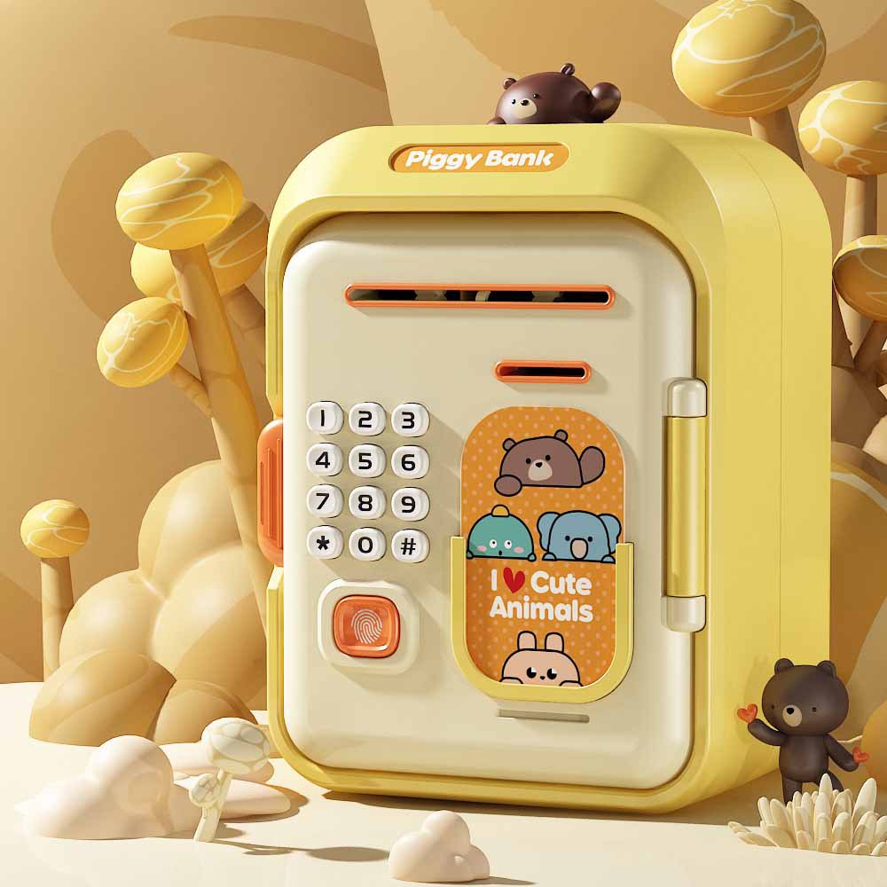 Interactive Kids' Piggy Bank Safe with Music, Stories &amp; Password Lock(Yellow)