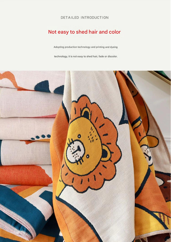 Premium Cartoon Animal Print Gauze Bath Towel - 70x140cm, Soft, Absorbent(Mandela 70*140)