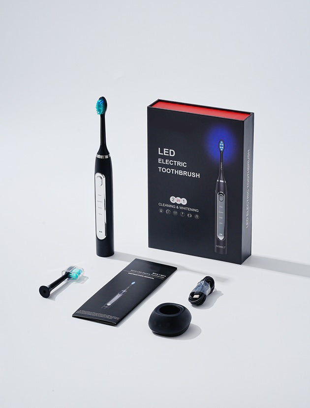 LED Sonic Electric Toothbrush - 2-in-1 Cleaning &amp; Whitening, 4 Modes(black)