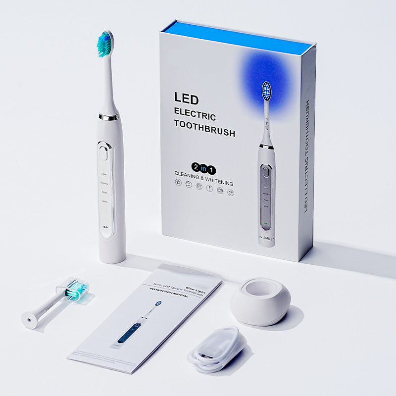LED Sonic Electric Toothbrush - 2-in-1 Cleaning &amp; Whitening, 4 Modes(white)