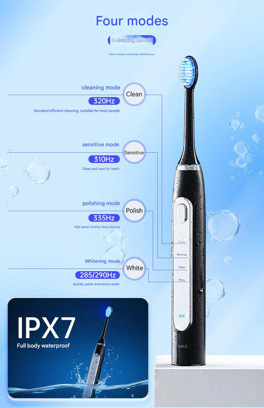 LED Sonic Electric Toothbrush - 2-in-1 Cleaning & Whitening, 4 Modes(white)