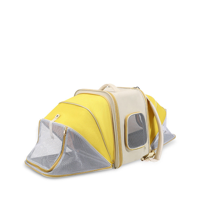 Expandable Pet Carrier Backpack for Cats &amp; Small Dogs - Breathable Mesh, Multiple Entrances(yellow)