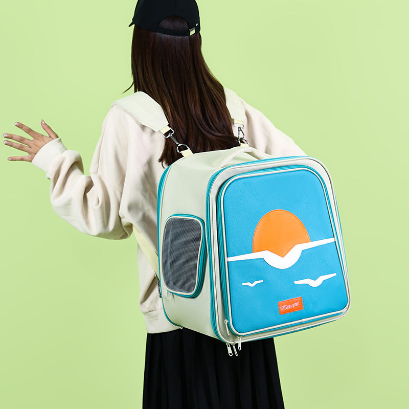 Expandable Pet Carrier Backpack for Cats & Small Dogs - Breathable Mesh, Multiple Entrances(yellow)