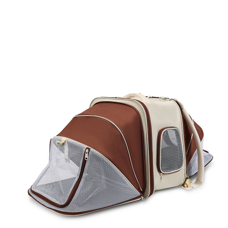 Expandable Pet Carrier Backpack for Cats &amp; Small Dogs - Breathable Mesh, Multiple Entrances(Khaki)