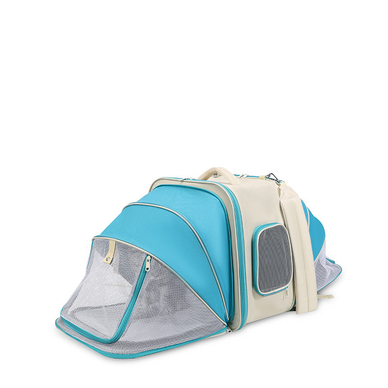 Expandable Pet Carrier Backpack for Cats &amp; Small Dogs - Breathable Mesh, Multiple Entrances(Blue)