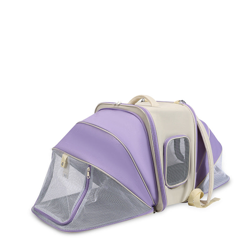 Expandable Pet Carrier Backpack for Cats &amp; Small Dogs - Breathable Mesh, Multiple Entrances(Purple)