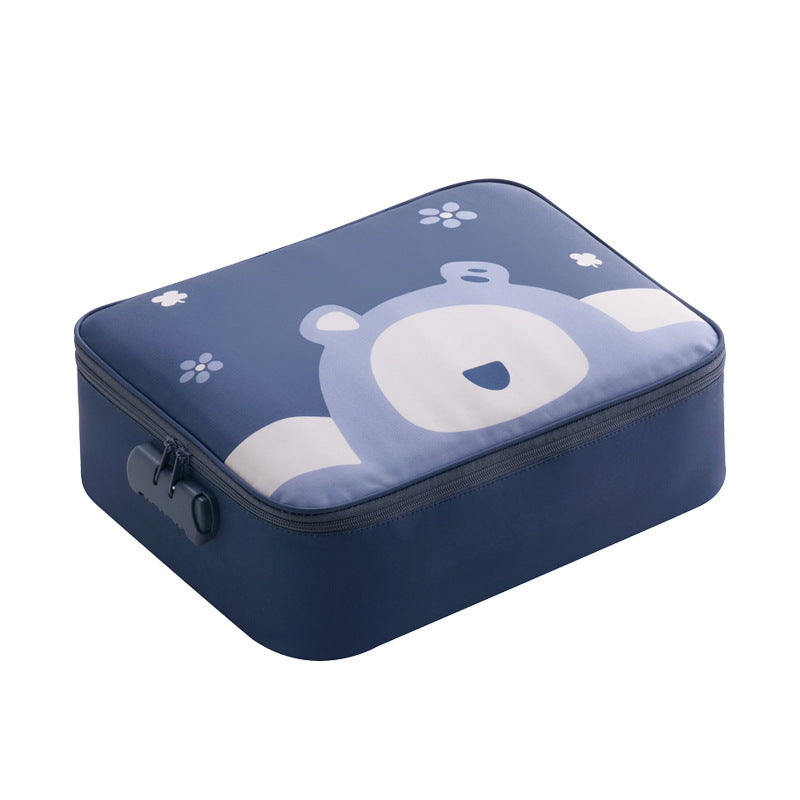 Multi-Functional Document &amp; Certificate Organizer Bag with Combination Lock(Navy)