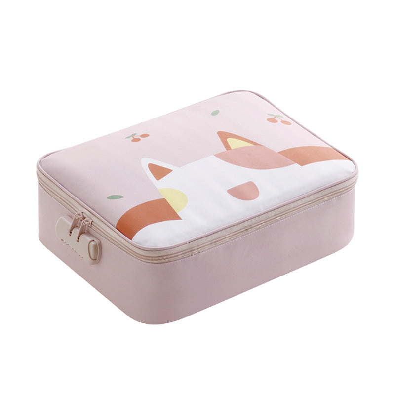 Multi-Functional Document &amp; Certificate Organizer Bag with Combination Lock(Light pink)