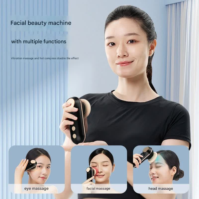 Mini Facial & Head Massager with Heat Therapy - USB-C Rechargeable, 3 Modes(Pink)