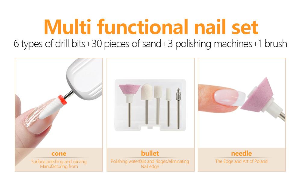 Portable Electric Nail Drill Pen Kit - USB-C Rechargeable, 3-Speed, High Torque, Low Heat(Khaki)