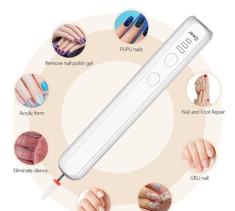 Portable Electric Nail Drill Pen Kit - USB-C Rechargeable, 3-Speed, High Torque, Low Heat(Pink)