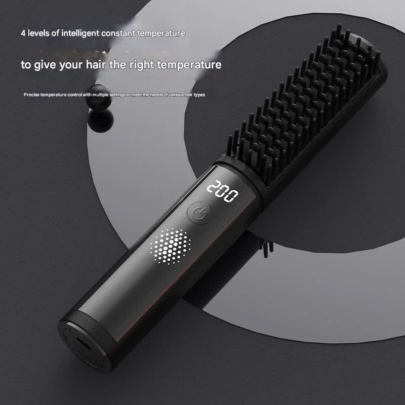 Cordless Hair Straightener Comb - 4 Temperature Settings, USB-C, PTC Heating(purple)