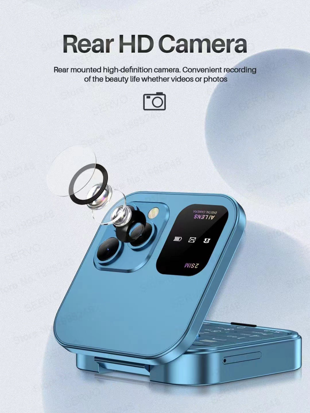 i16 Pro Mini Flip Phone - Dual SIM, AI Lens Digital Camera, Compact & Stylish Design(Gold)