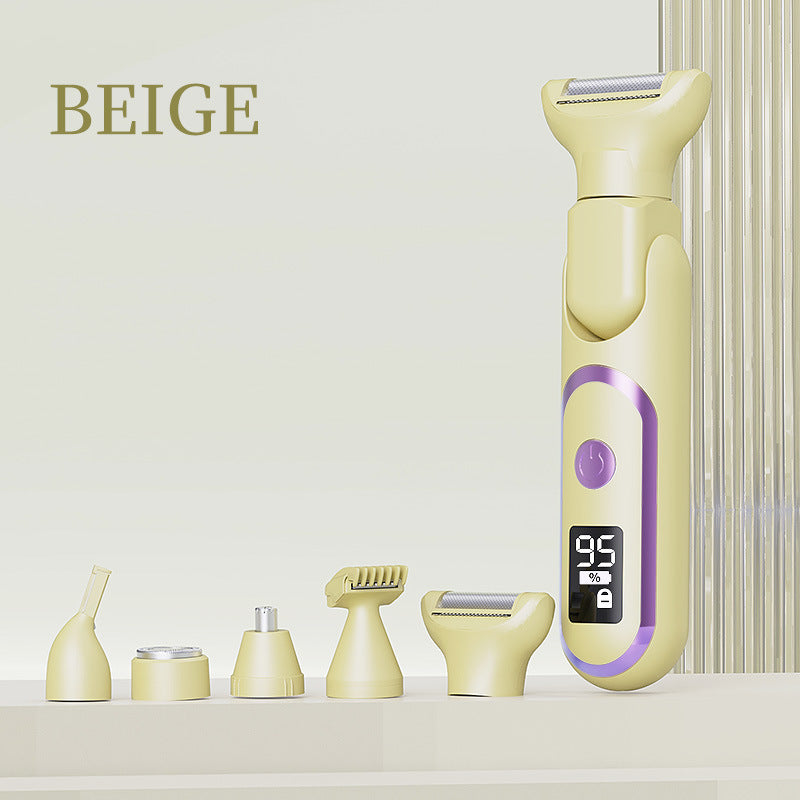 5-in-1 Electric Lady Shaver &amp; Grooming Kit - LCD Display, USB-C Rechargeable, Full Body Hair Removal(Yellow)