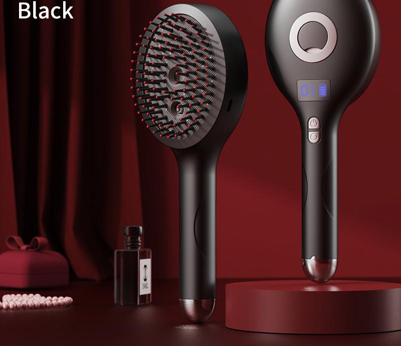 4-in-1 SPA Scalp Care Massage Comb - Red Light Therapy, Nano Steam &amp; Vibration, USB-C Rechargeable(Black)