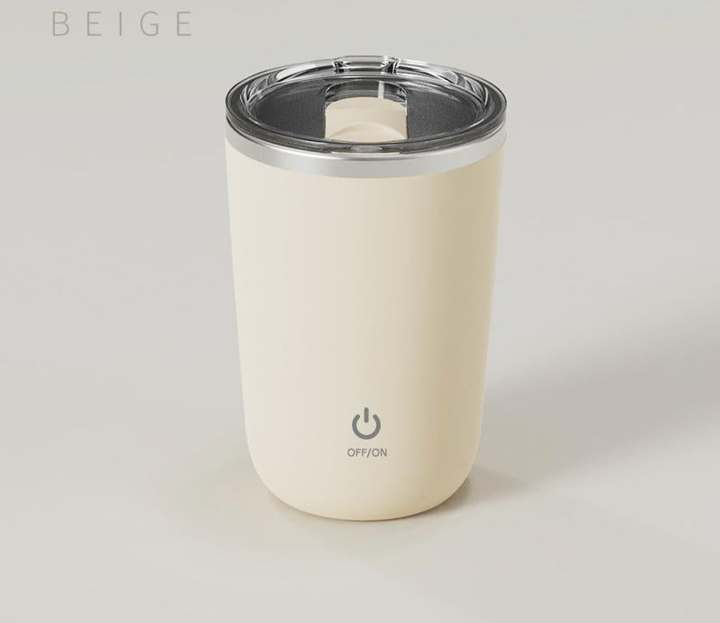 Mini Portable Electric Self-Stirring Mug - USB-C Rechargeable, 4-Hour Use, Stainless Steel (Beige)