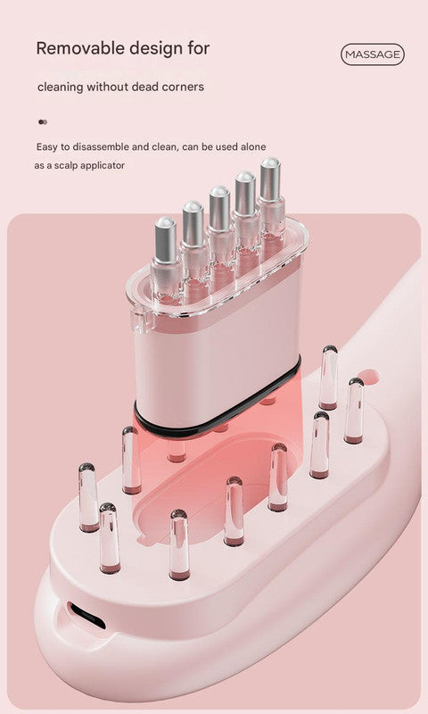 Electric Scalp Massager Comb with Red & Blue Light Therapy - 5 Vibration Modes & Liquid Dispenser(White)