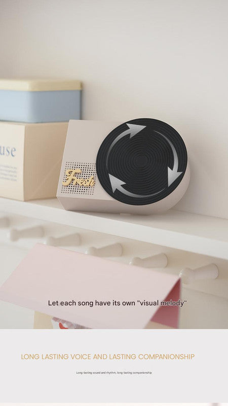 Retro Phonograph Bluetooth Speaker - Rotating Disc, Bluetooth 5.3, AUX/TF Card, 8H Playtime(Pink Green)