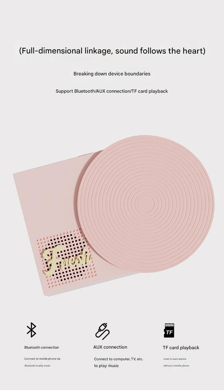 Retro Phonograph Bluetooth Speaker - Rotating Disc, Bluetooth 5.3, AUX/TF Card, 8H Playtime(Pink Green)