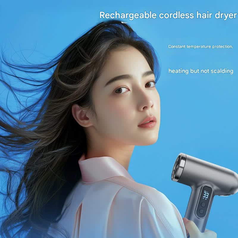 Cordless Rechargeable Hair Dryer - 120,000 RPM High-Speed Motor, 15600mAh Battery, Hot & Cold Air(grey)