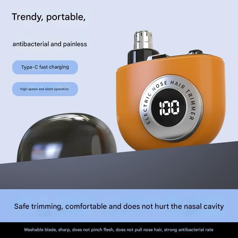 Mini Electric Nose Hair Trimmer - USB-C Rechargeable, LED Display, Washable Head, Painless Grooming(orange)