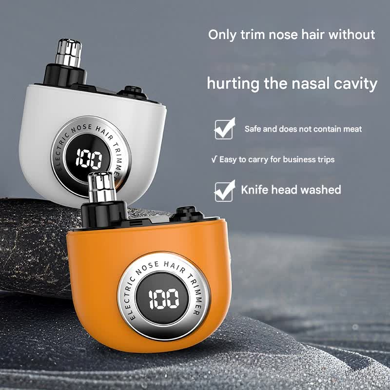 Mini Electric Nose Hair Trimmer - USB-C Rechargeable, LED Display, Washable Head, Painless Grooming(white)