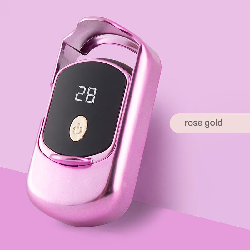 Rechargeable Electric Heated Eyelash Curler - 55C Constant Temperature, LED Display, Gentle Curling(Rose Gold)