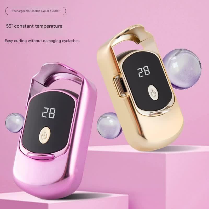 Rechargeable Electric Heated Eyelash Curler - 55C Constant Temperature, LED Display, Gentle Curling(Gold)