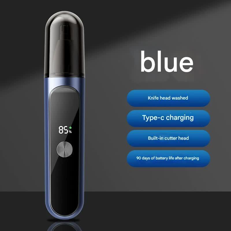 Electric Nose &amp; Ear Hair Trimmer - USB-C Rechargeable, LED Display, Washable 360deg Head, Low Noise(blue)