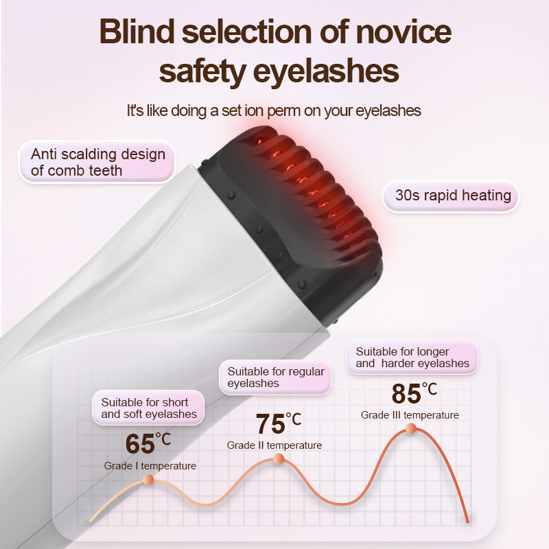 Rechargeable Heated Eyelash Curler - 3 Temperature Settings, 30s Rapid Heating & Anti-Scald Design(white)