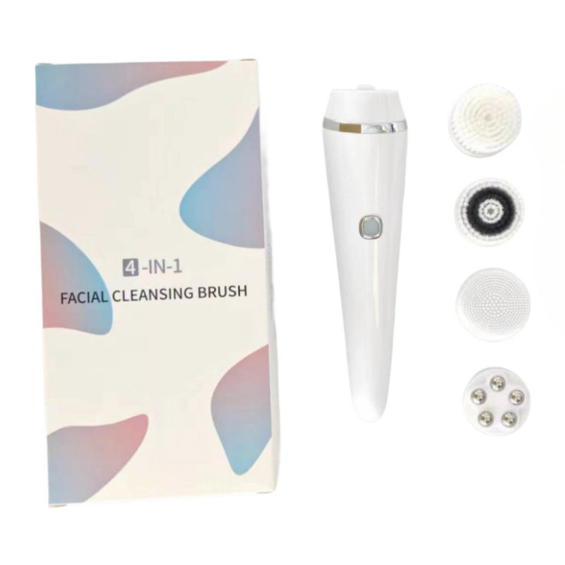 4-in-1 Electric Facial Cleansing Brush &amp; Massager - IPX6 Waterproof, 3 Speeds, Bi-Directional Spin, USB Rechargeable(white)