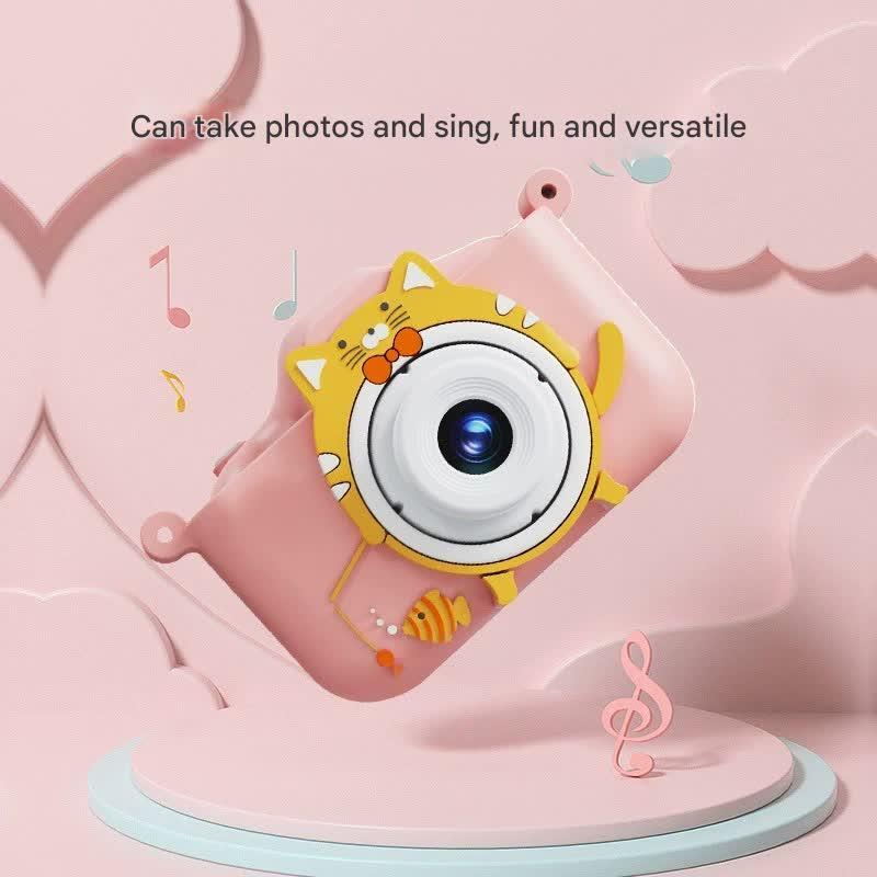 Digital Camera with Cute Cat Silicone Case - Dual Lens, 96MP, HD Screen & Music Playback(blue)