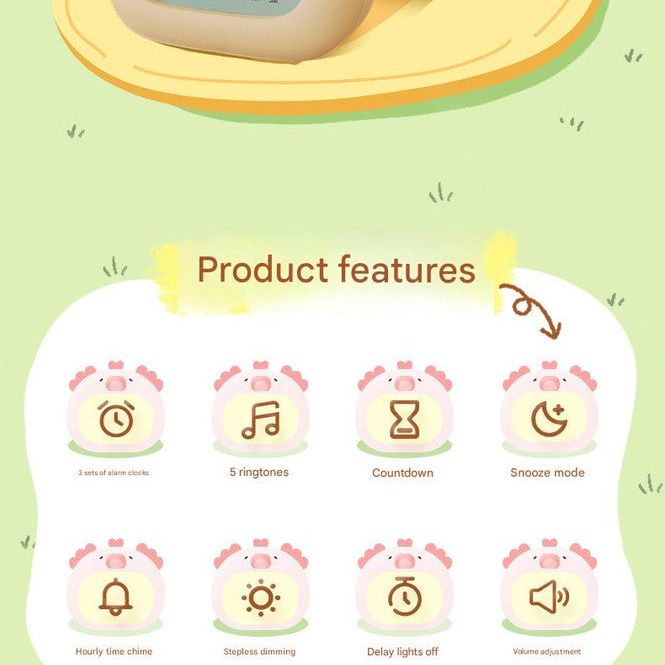 Cute Animal Digital Alarm Clock with Night Light, Temperature & Countdown Timer(Brown Capybara)