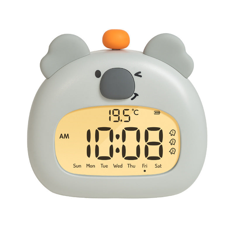 Cute Animal Digital Alarm Clock with Night Light, Temperature & Countdown Timer(Gray koala)