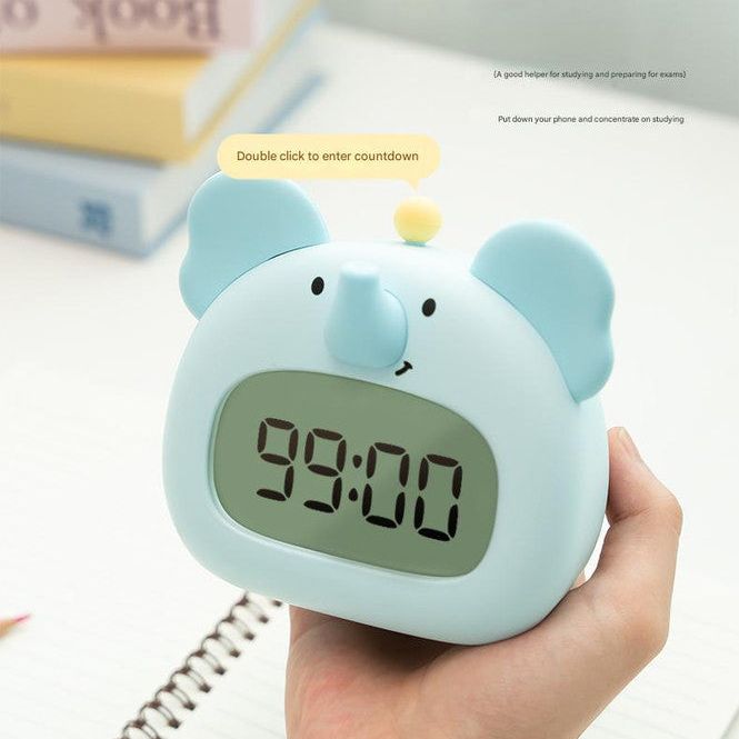 Cute Animal Digital Alarm Clock with Night Light, Temperature & Countdown Timer(Gray koala)