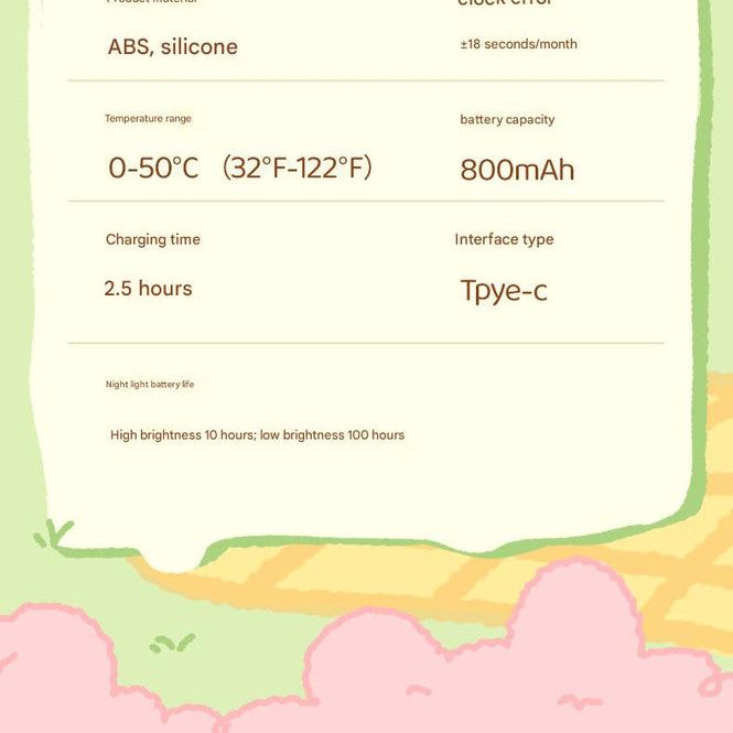 Cute Animal Digital Alarm Clock with Night Light, Temperature & Countdown Timer(Black and white panda)