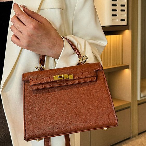 Elegant PU Leather Top Handle Satchel Bag - Versatile Crossbody & Shoulder Bag(black)