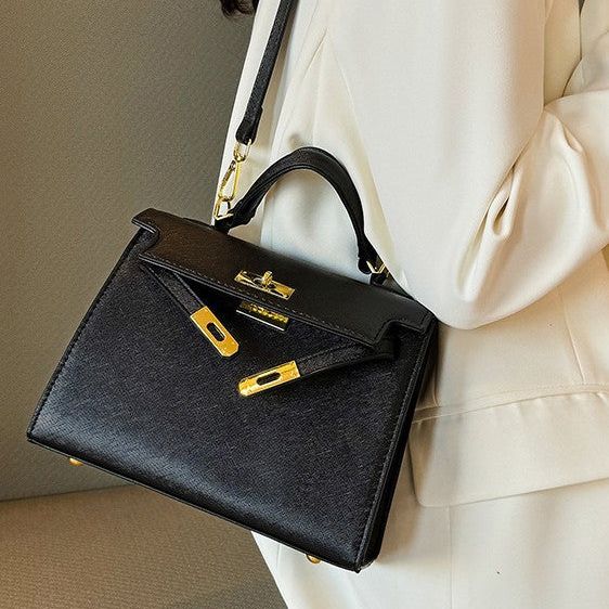 Elegant PU Leather Top Handle Satchel Bag - Versatile Crossbody & Shoulder Bag(black)